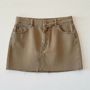 Topshop Khaki Denim Mini Skirt